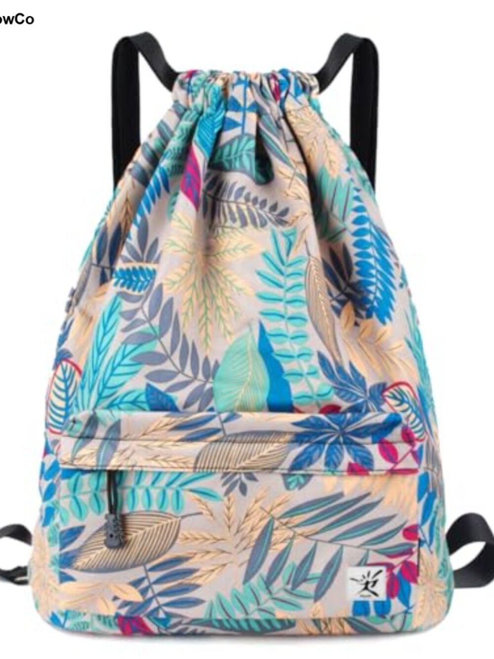 Drawstring Backpack Water Resistant Nylon Gym Bag with Mesh Pockets